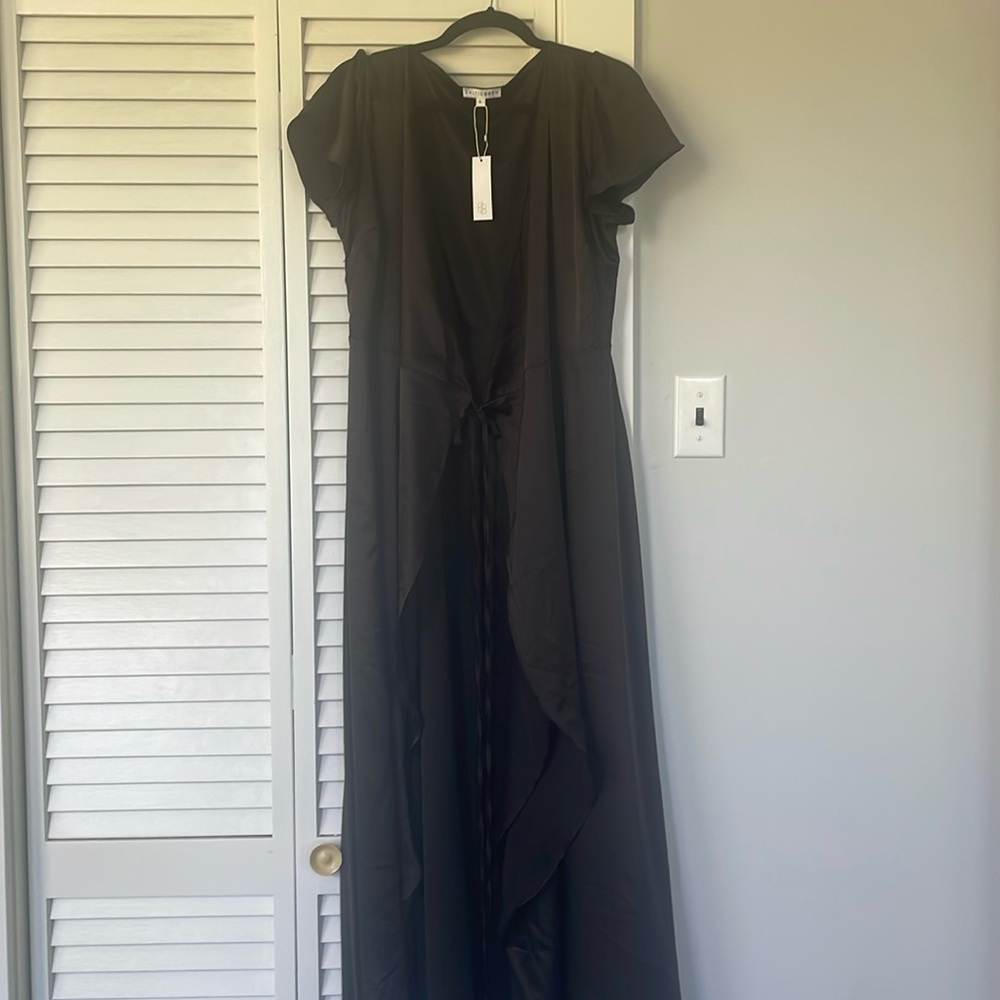 Baltic Born Black Satin Wrap Dress Size L
